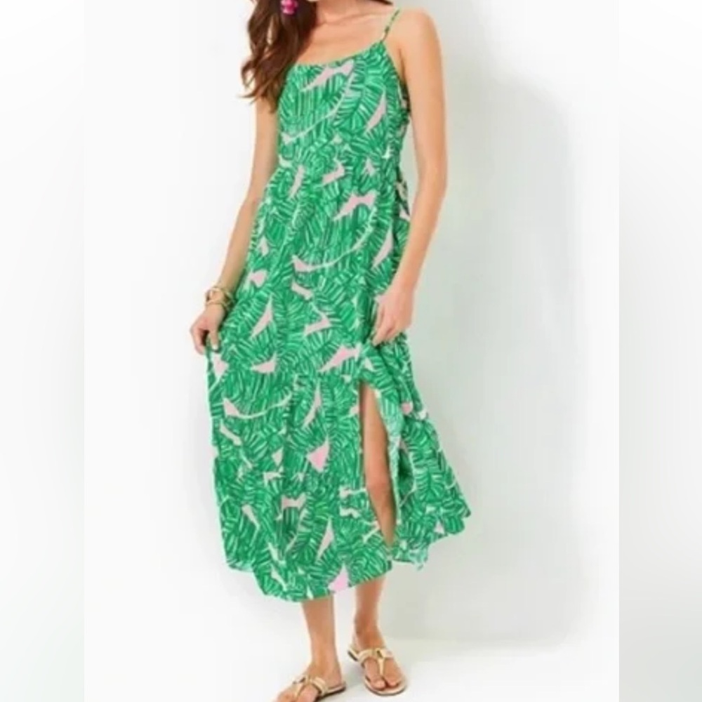 NWT Lilly Pulitzer Sz XL Teresa Maxi Dress Conch Shell Pink Lets Go Bananas
